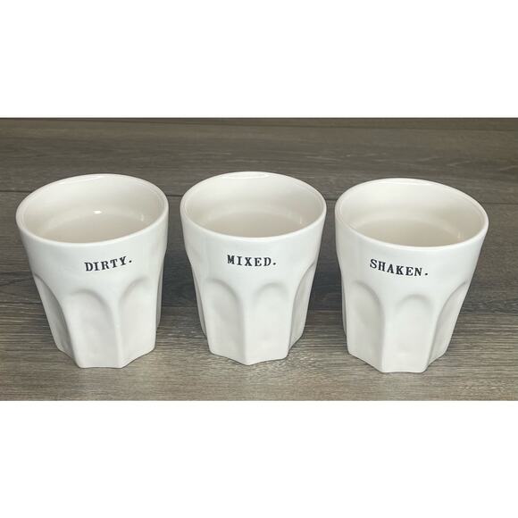 Rae Dunn Ceramic DRINKING GLASS Set (3) Glassware 8oz DIRTY MIXED SHAKEN Martini - Picture 8 of 10